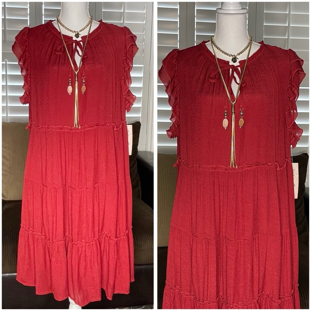 Indigo Rose Red Ruffle Dress